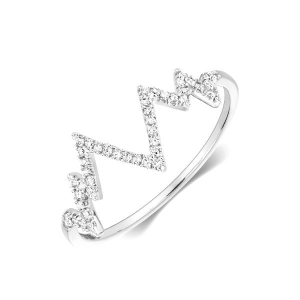 prong setting round shape heartbeat style cluster ring