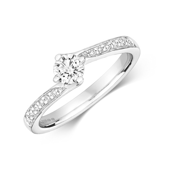 0.45ct. prong setting round shape side stone engagement ring