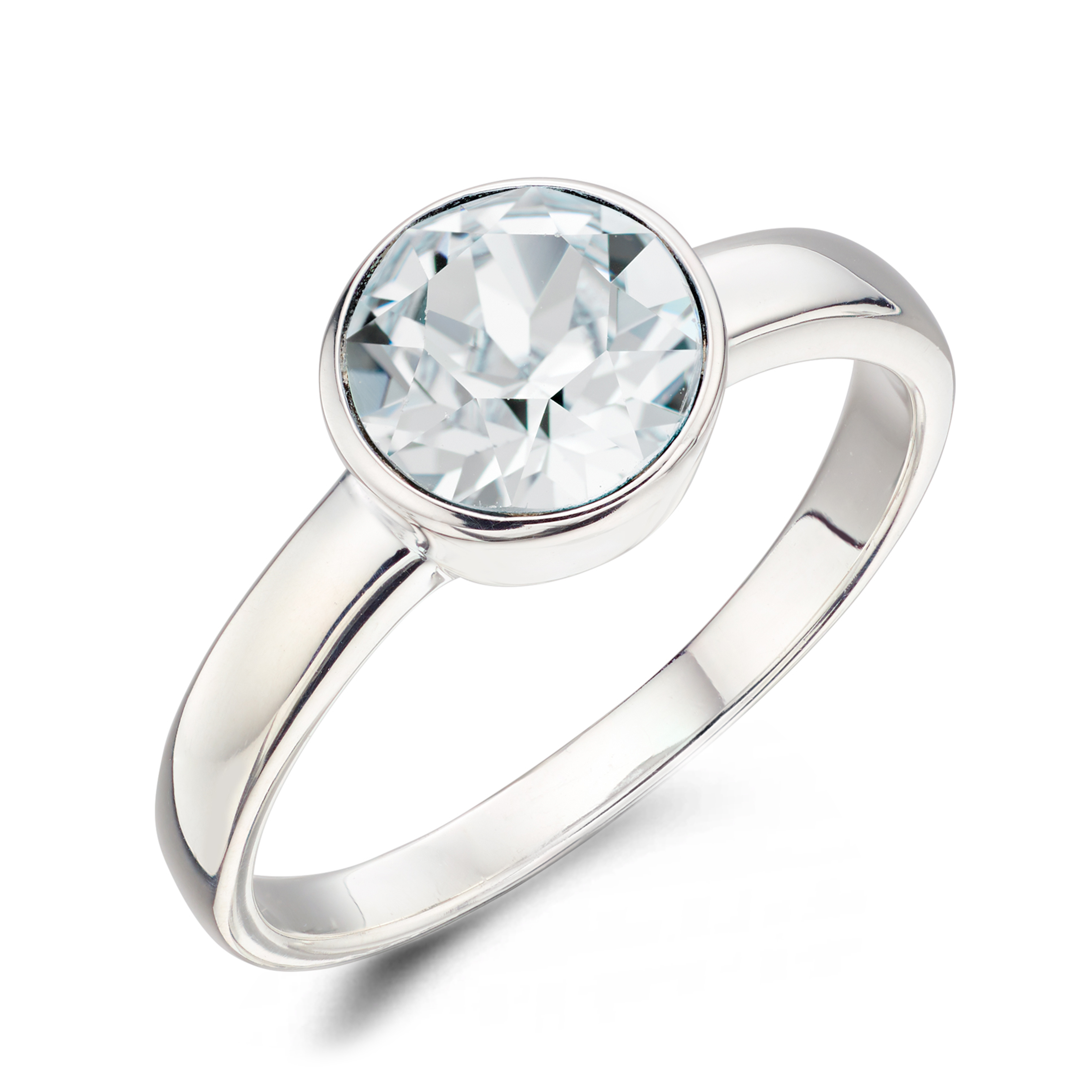 bezel setting round shape aquamarine birthstone ring