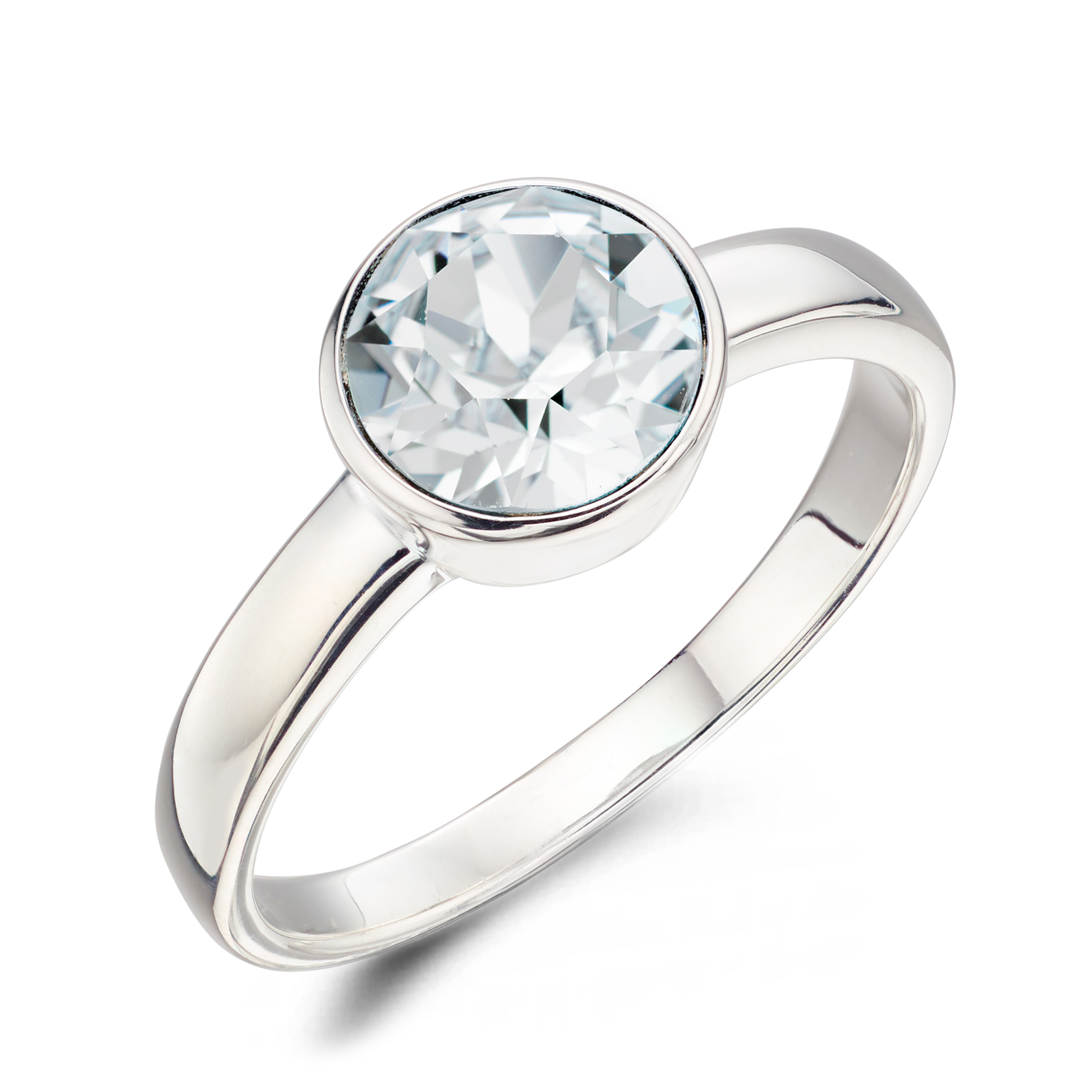 bezel setting round shape diamond birthstone ring