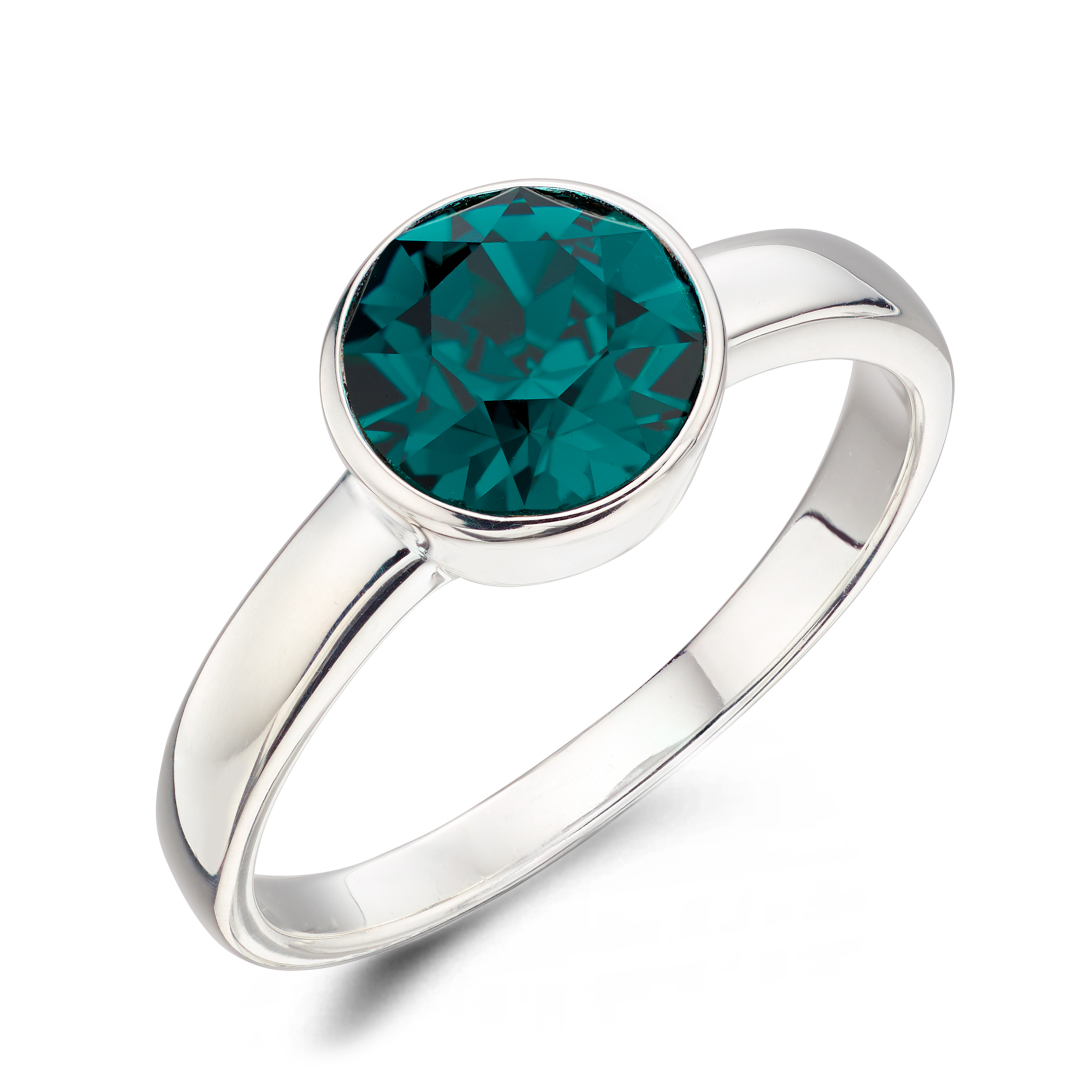 Buy Bezel Setting Round Shape Emerald Birthstone Ring - Abelini
