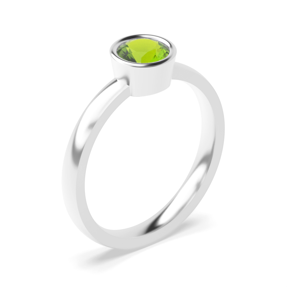 bezel setting round shape peridot birthstone ring