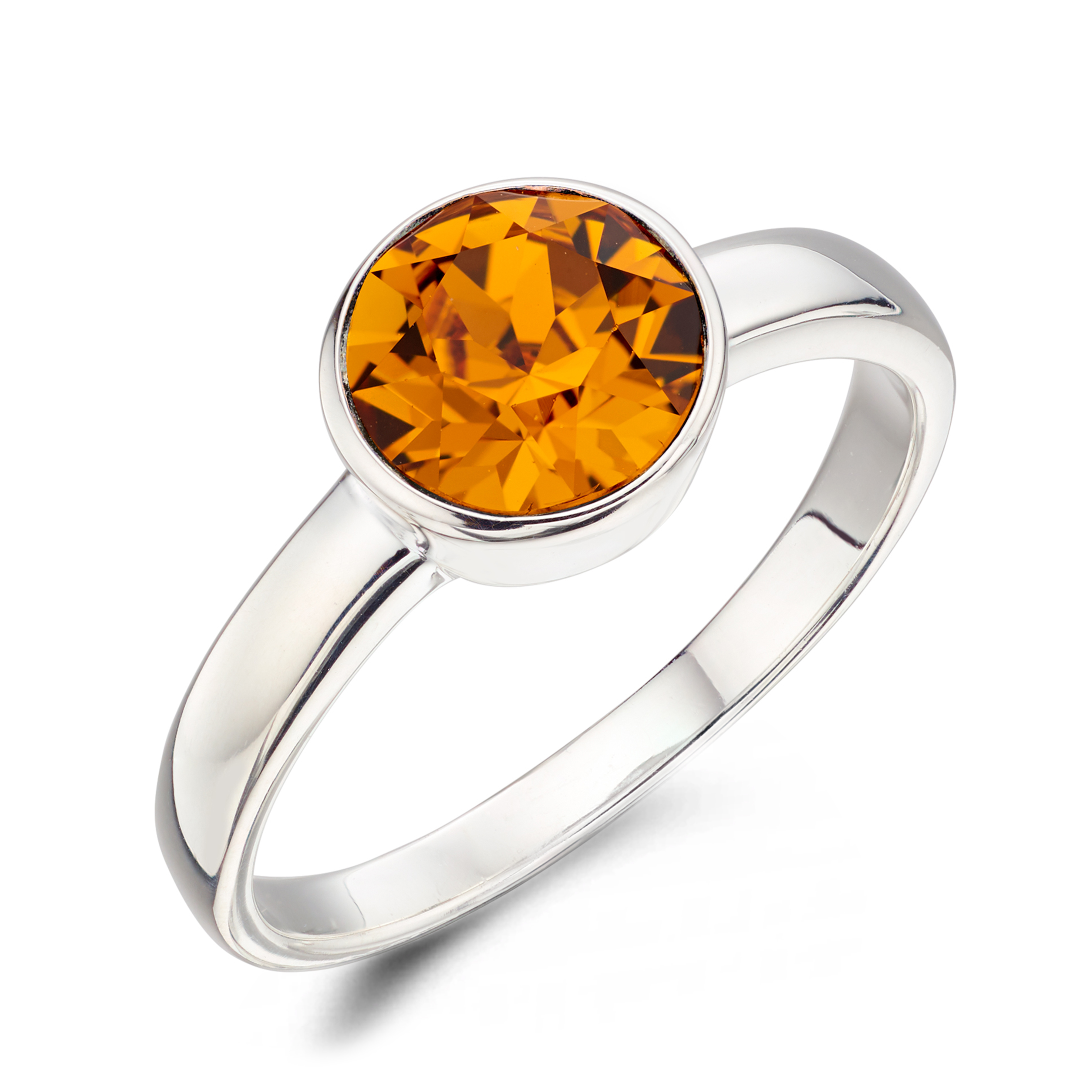 bezel setting round shape topaz birthstone ring