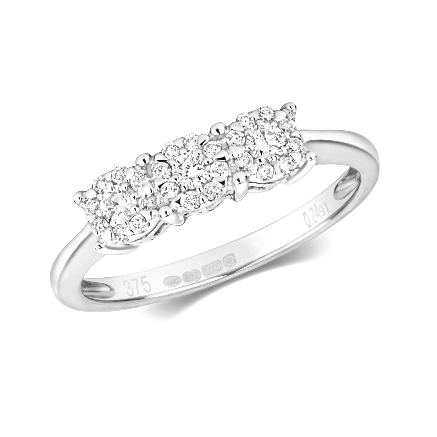 Buy 3 Stone Setting Illusion Set Round Diamond Ring Uk  - Abelini