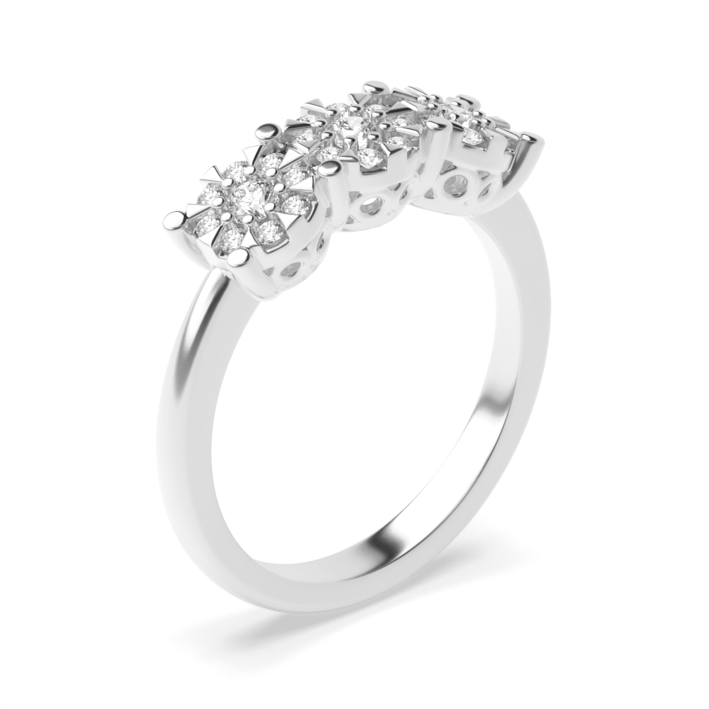 3 stone illusion set round diamond trilogy ring