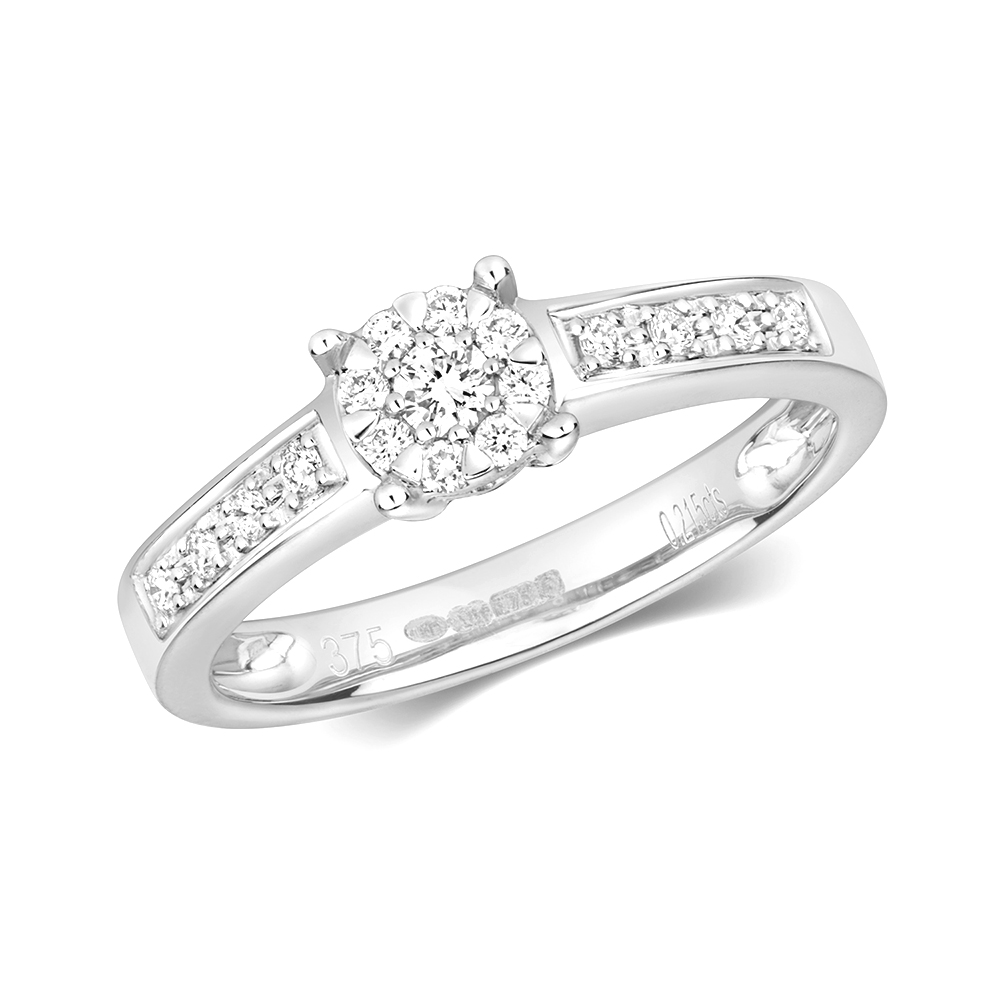 Buy 4 Prong Setting Side Stone Round Diamond Ring  - Abelini