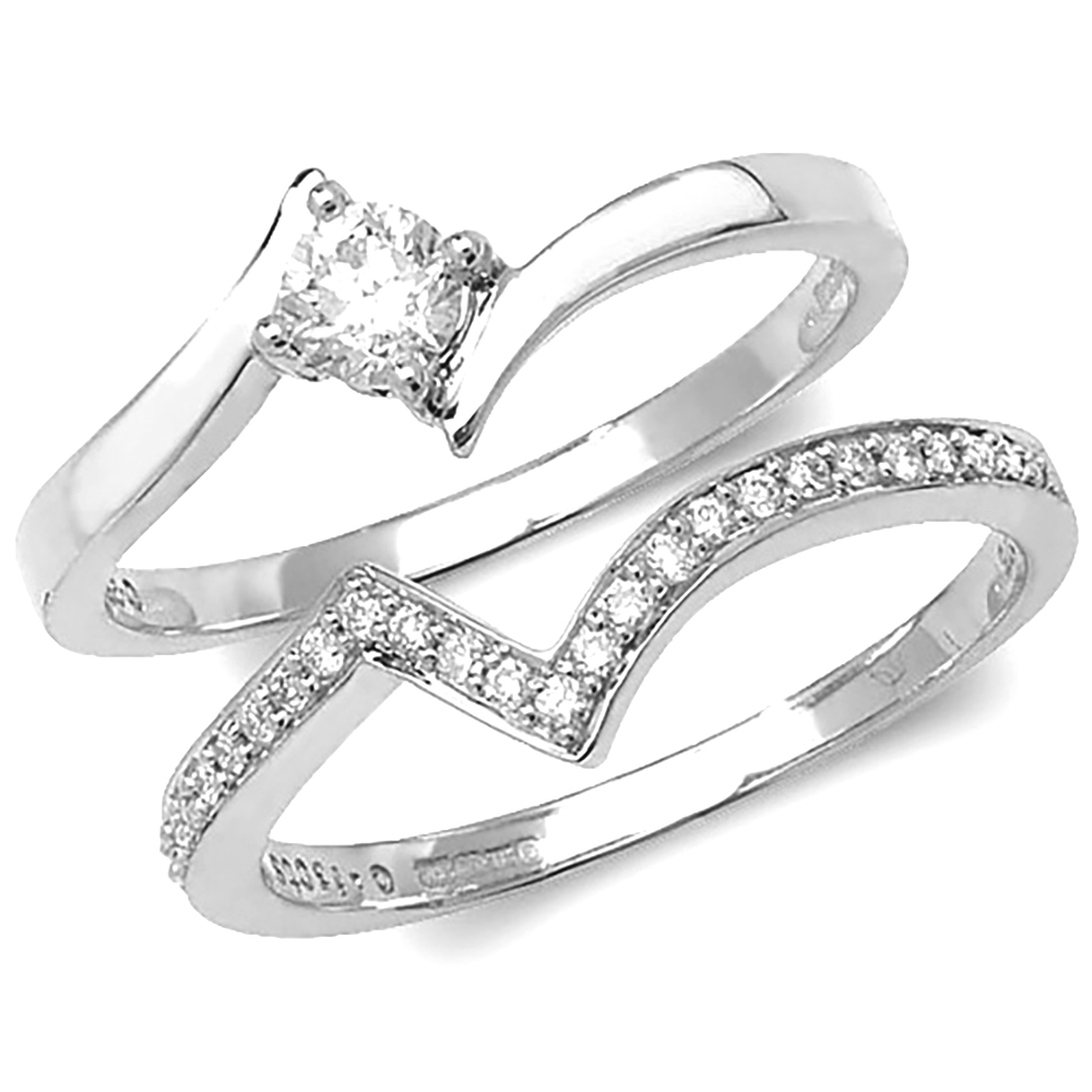 pave and prong setting wave set round Moissanite ring