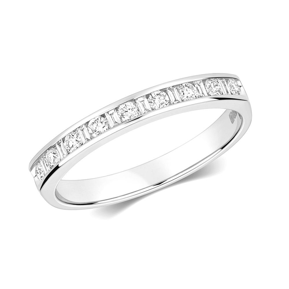Buy Channel Setting Round And Baguette Diamond Ring  - Abelini