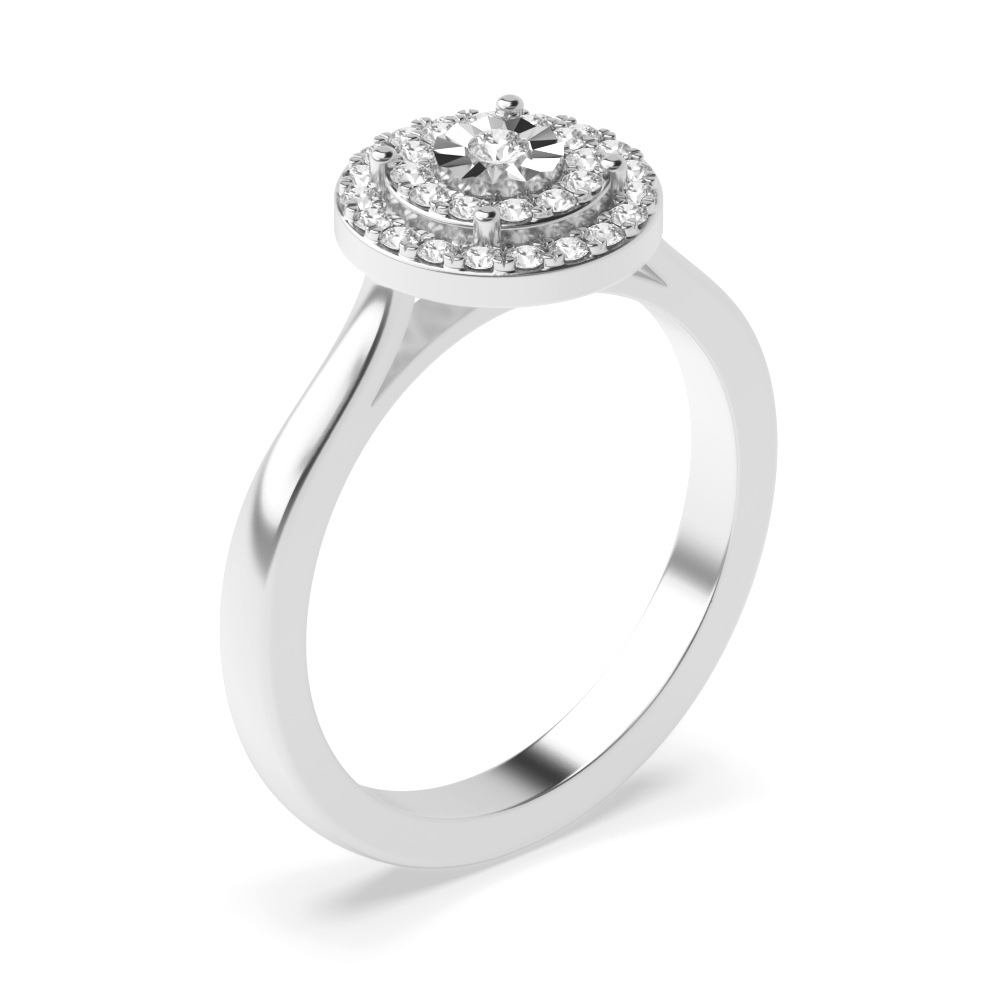 4 Prong Setting Illusion Plate Round Diamond Ring Abelini Uk