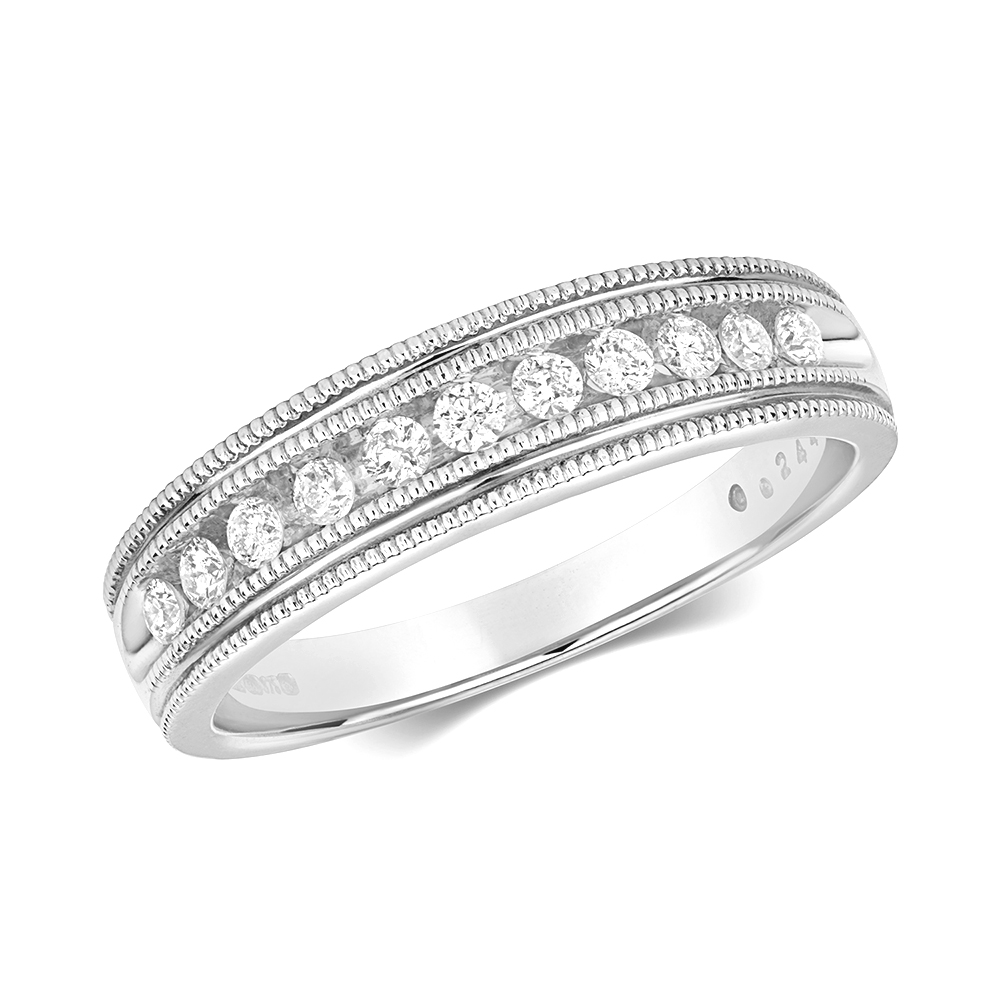 Channel Set Round Lab Grown Diamond Half Eternity Ring Buy From Abelini