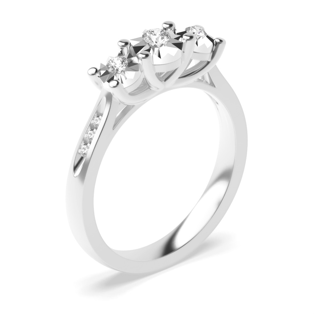 Buy Illusion Set 3 Round Diamond And Side Stone Ring - Abelini