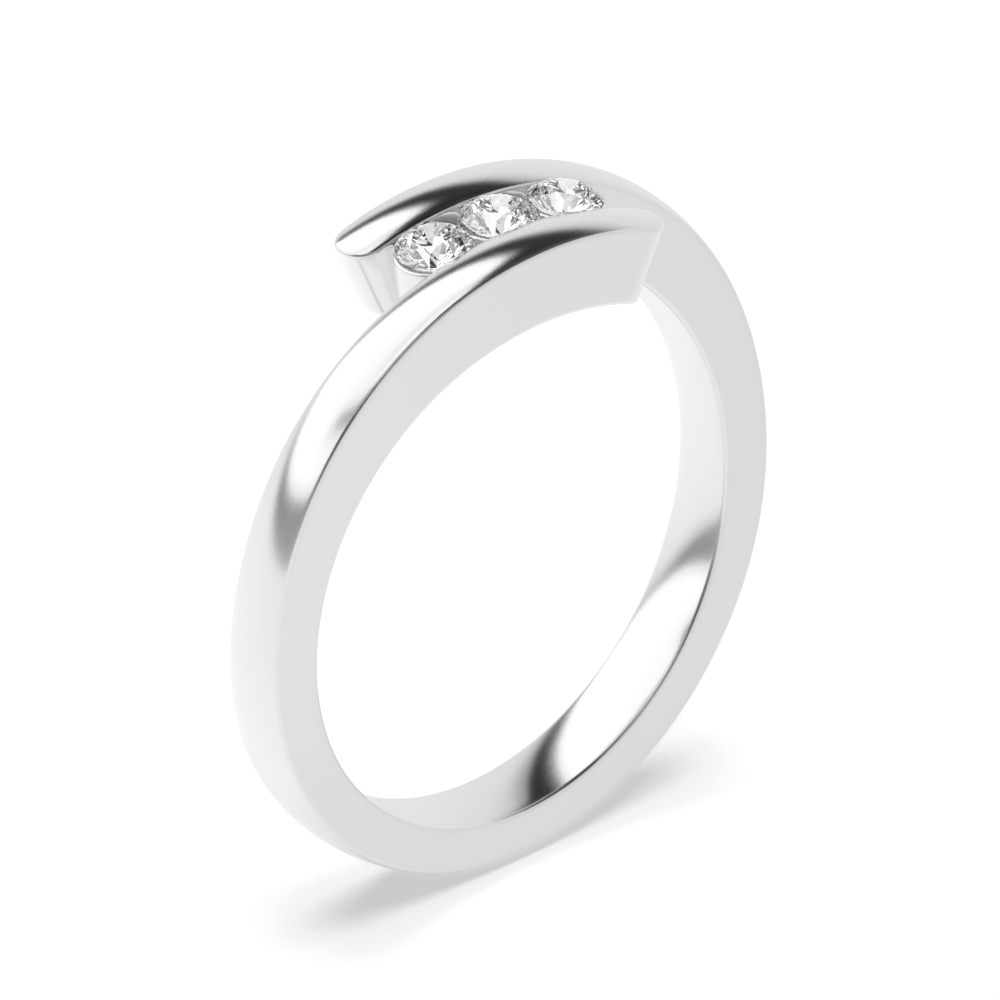 Buy 3 Stone Crossover Round Diamond Ring Uk - Abelini