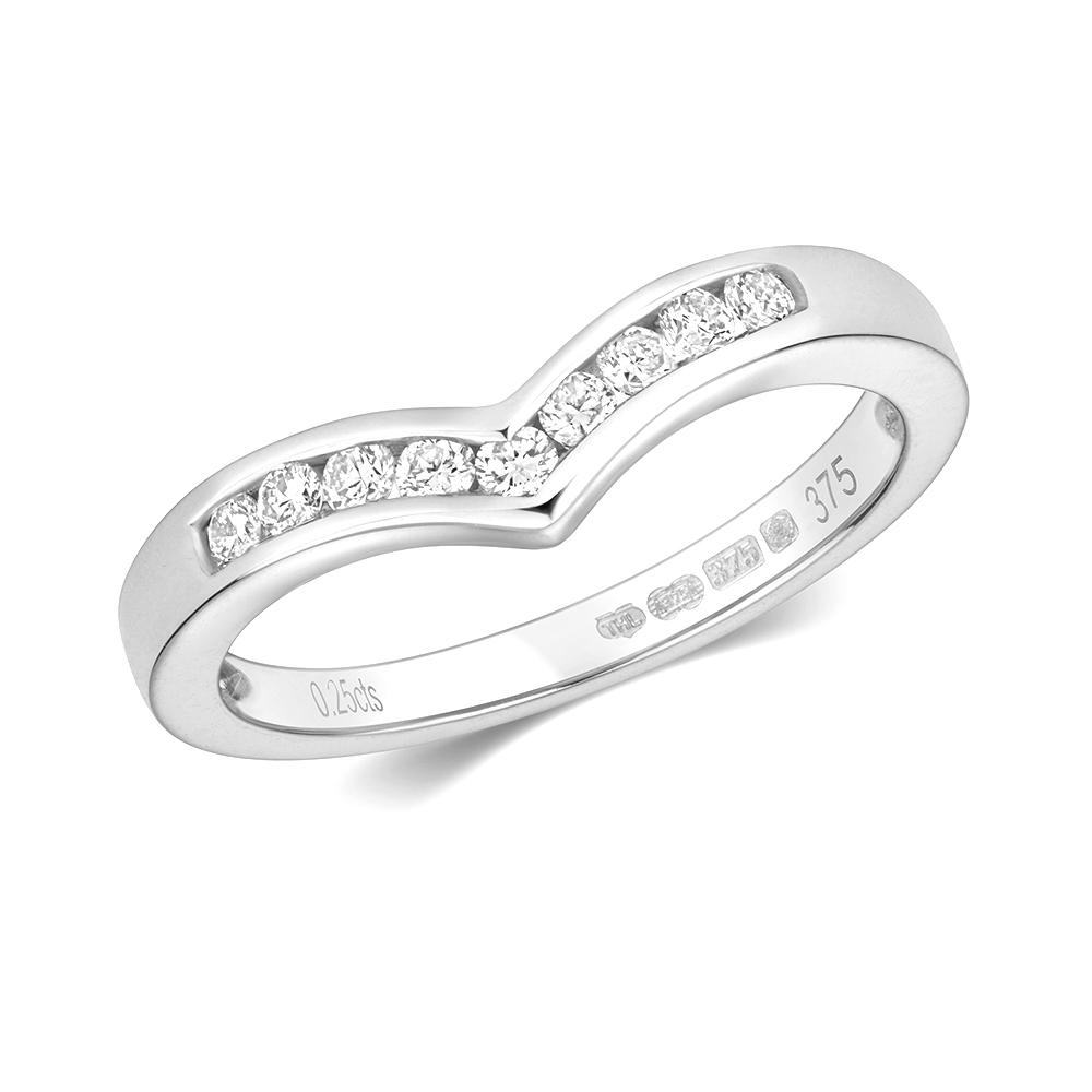 channel setting wishbone style round diamond ring