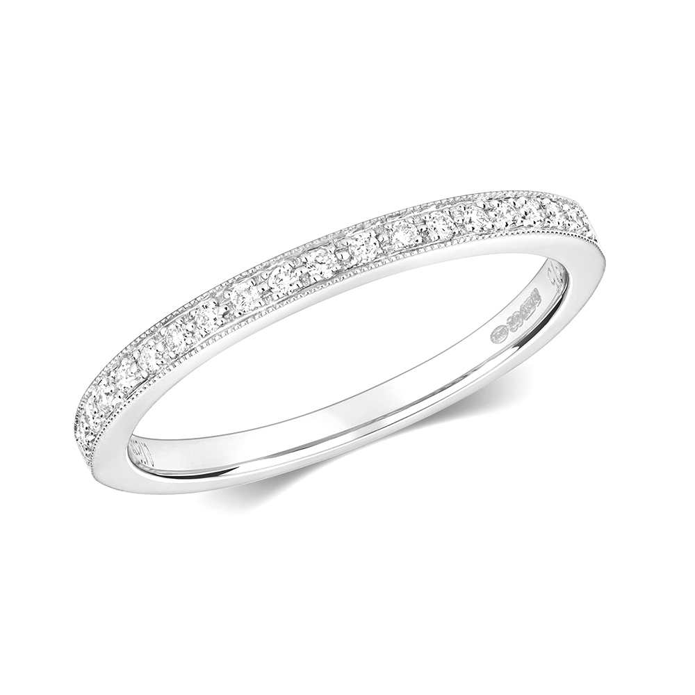pave setting half eternity round diamond ring