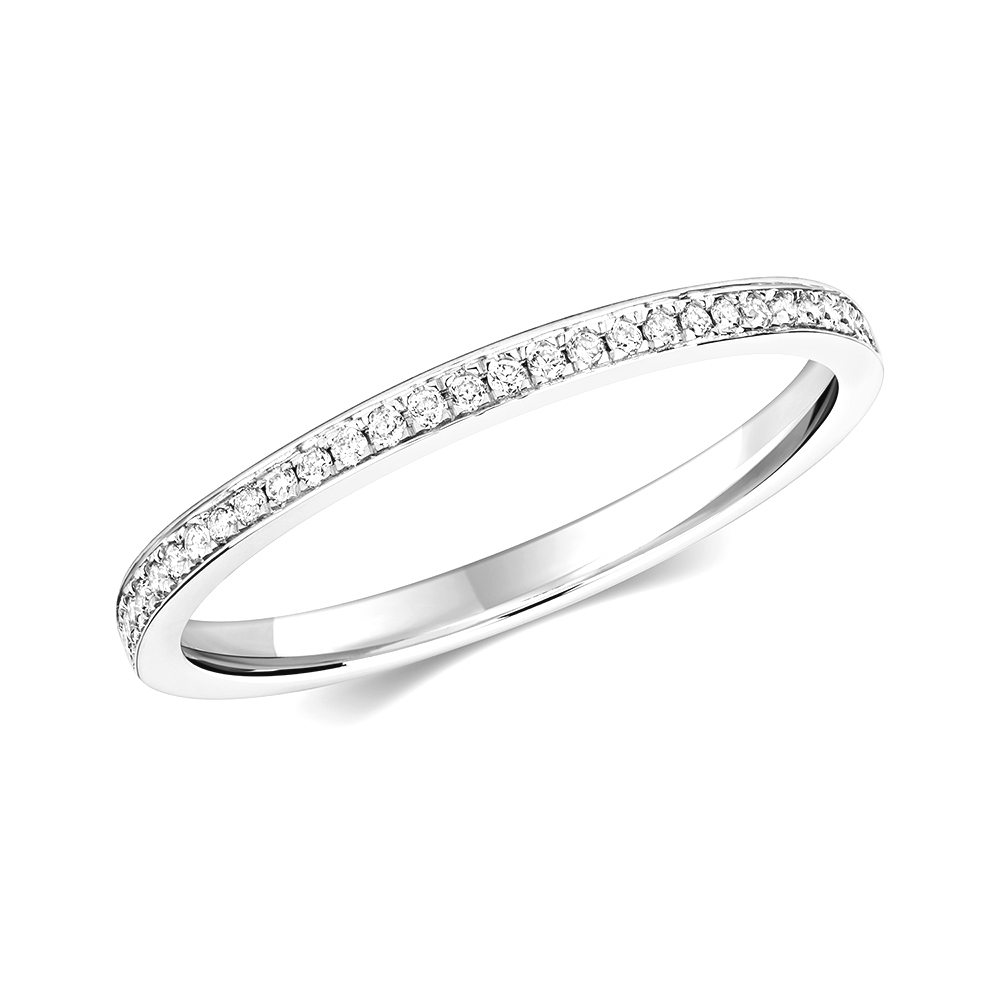 pave setting half eternity round diamond ring