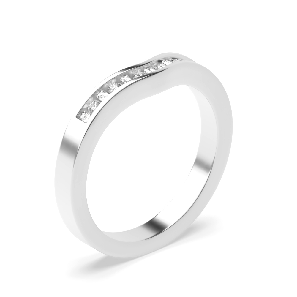 channel setting wishbone style round and baguette Lab Grown Diamond ring