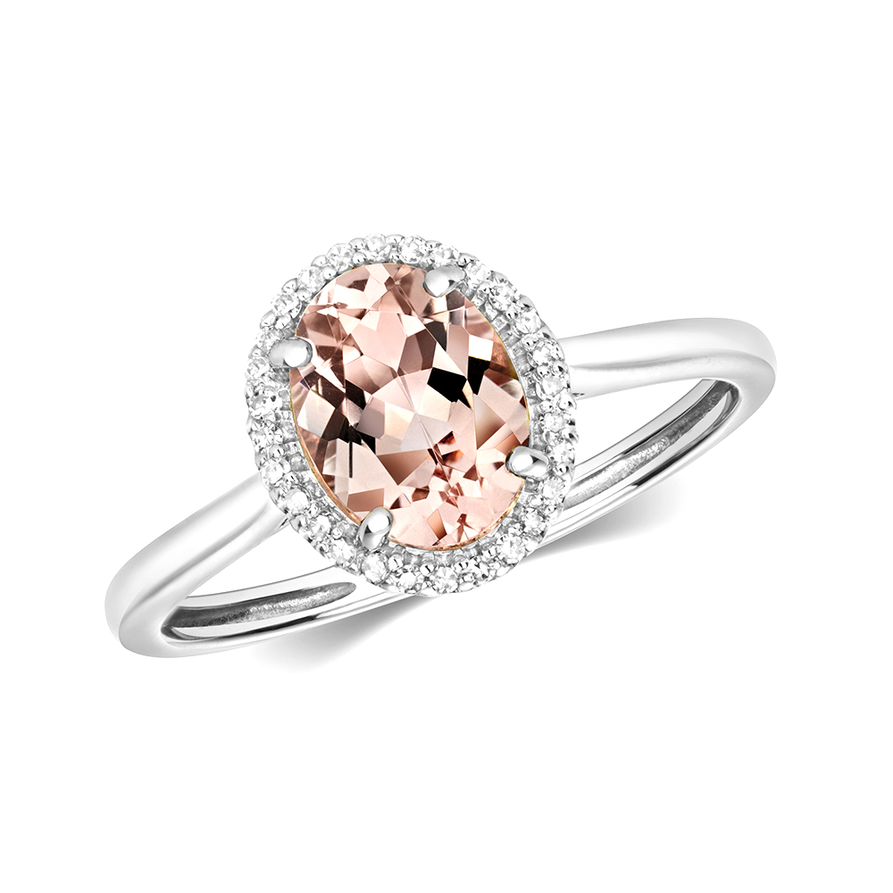 4 Prong Setting Oval Shape Morganite Gemstone Ring