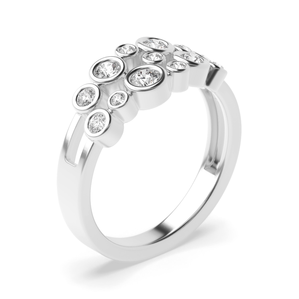 bezel setting color stone and round diamond rubover design ring