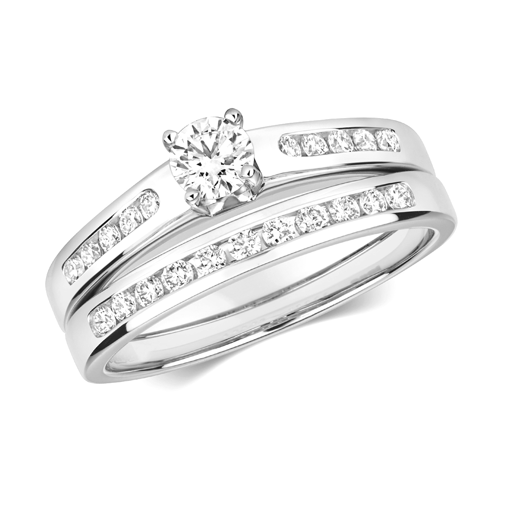 pave setting round diamond bridal set ring