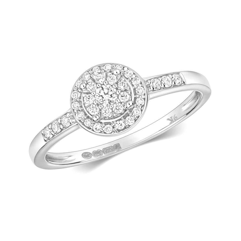 Buy Pave Setting Soulders Set Round Diamond Ring - Abelini