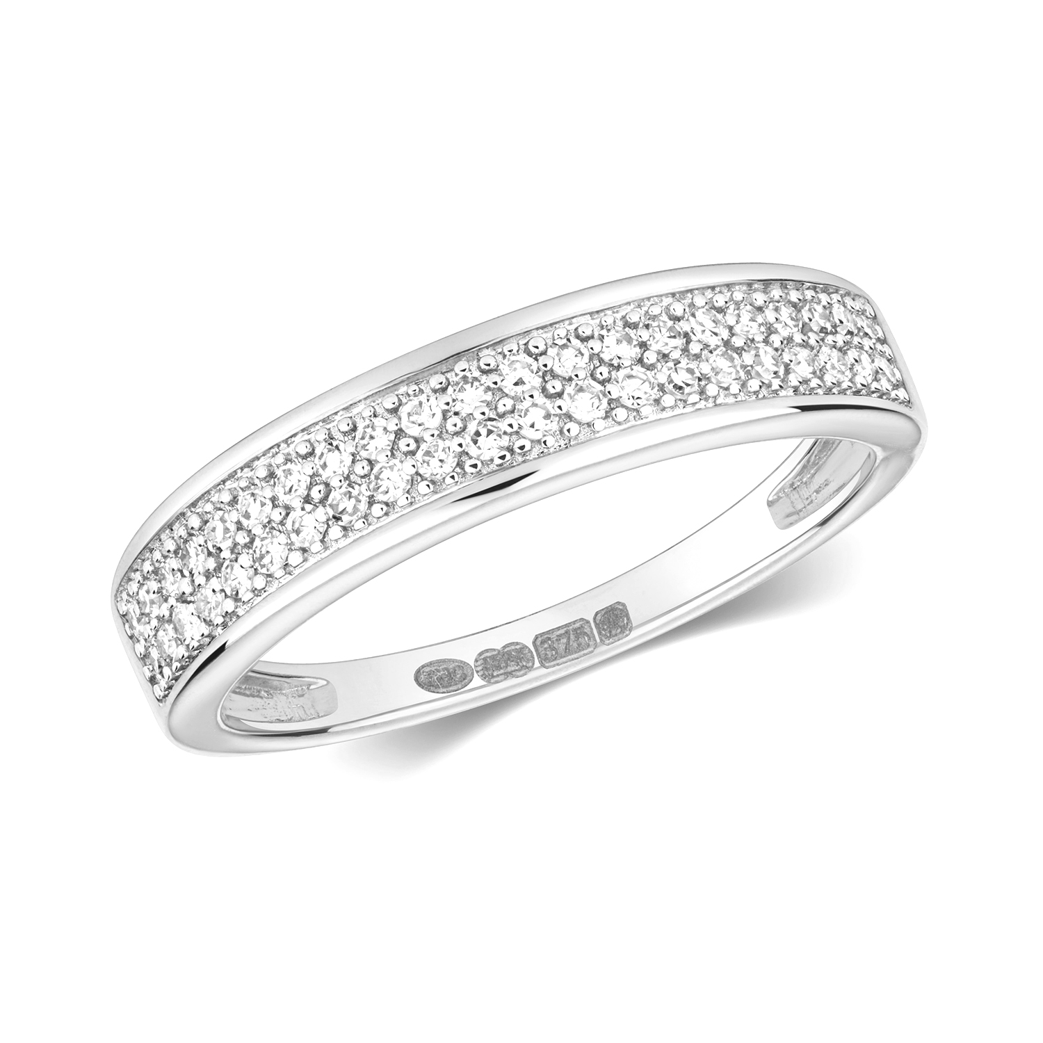 Buy Pave Setting Half Eternity Round Diamond Ring  - Abelini