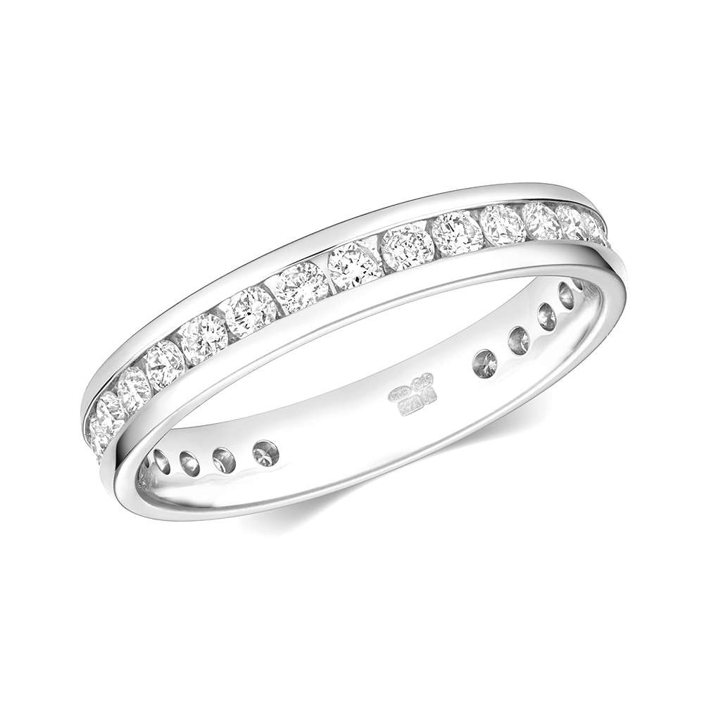 channel setting full eternity round diamond ring