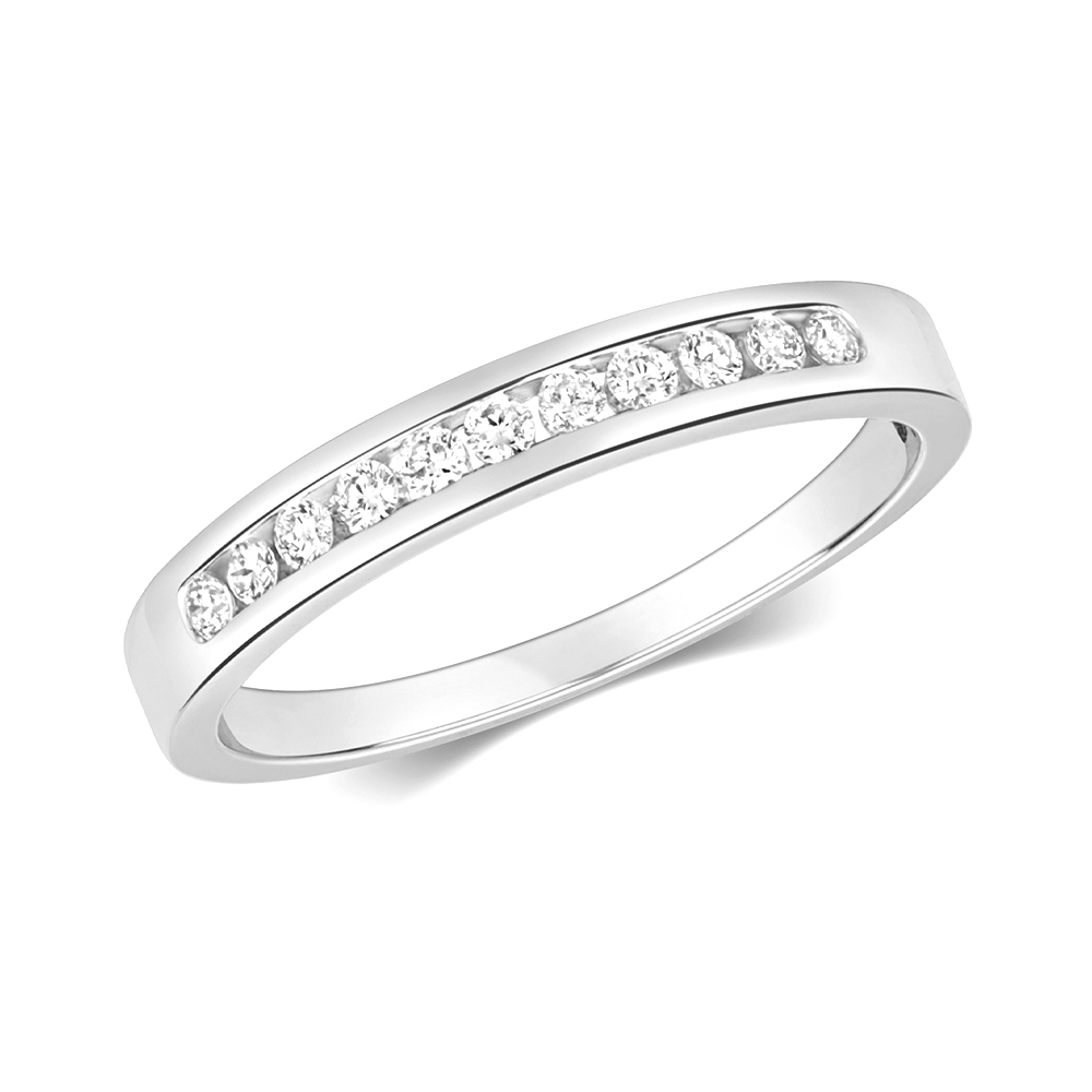 channel setting half eternity round diamond ring