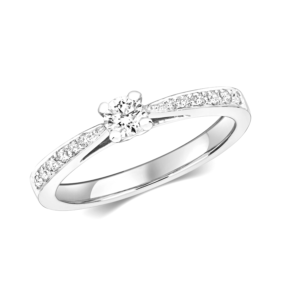 4 prong setting solitare round diamond engagement ring