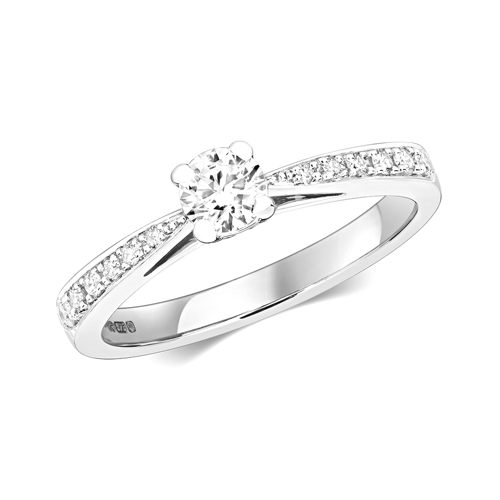 4 prong setting round shape solitaire engagement Lab Grown Diamond ring