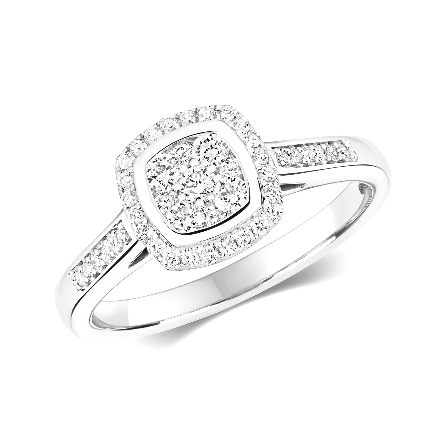 cushion design pave setting round Lab Grown Diamond cluster ring