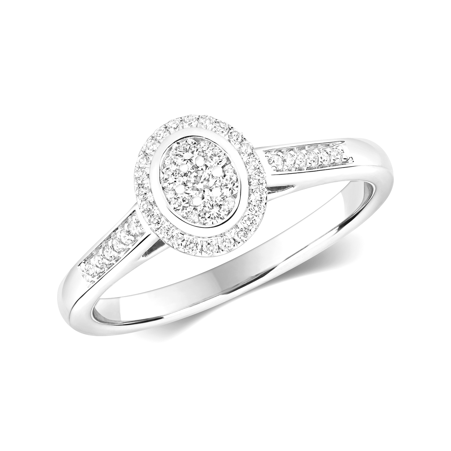 Buy Oval Design Pave Setting Round Lab Grown Diamond Cluster Ring - Abelini