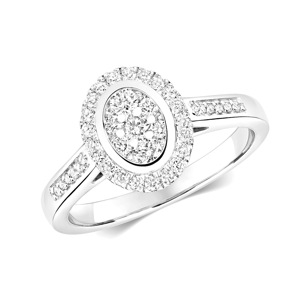 oval design pave setting round Moissanite cluster ring