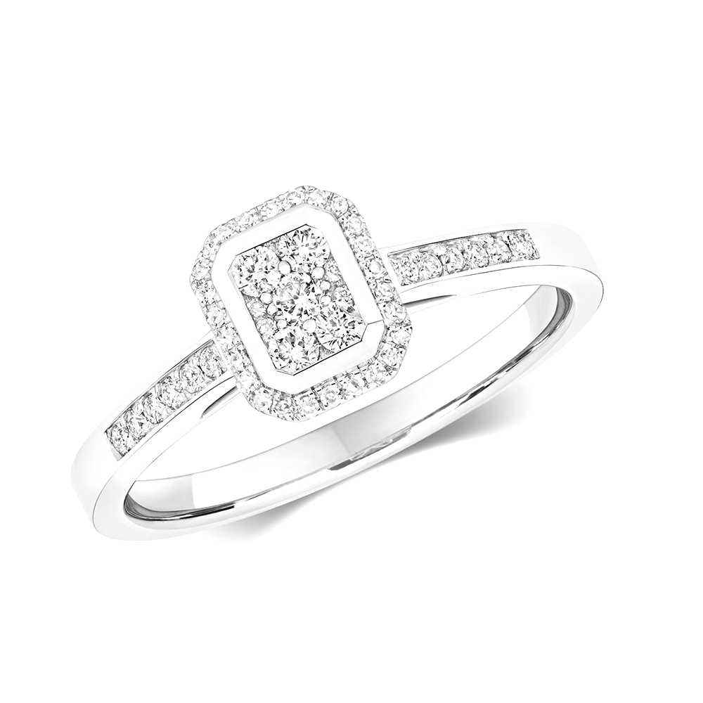 Buy Emerald Design Round Shape Diamond Cluster Ring - Abelini