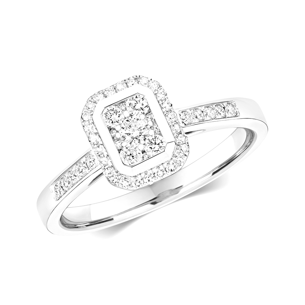 emerald design round diamond cluster ring