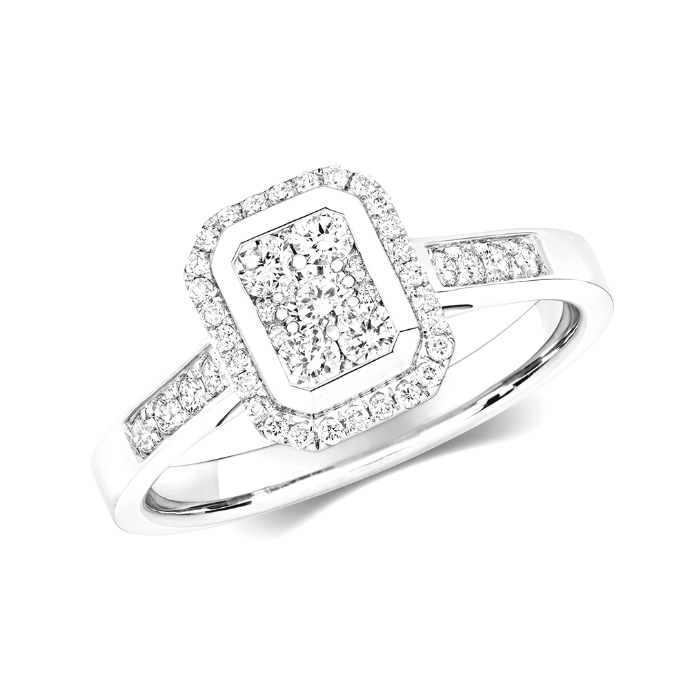 Buy Emerald Design Round Diamond Cluster Ring - Abelini