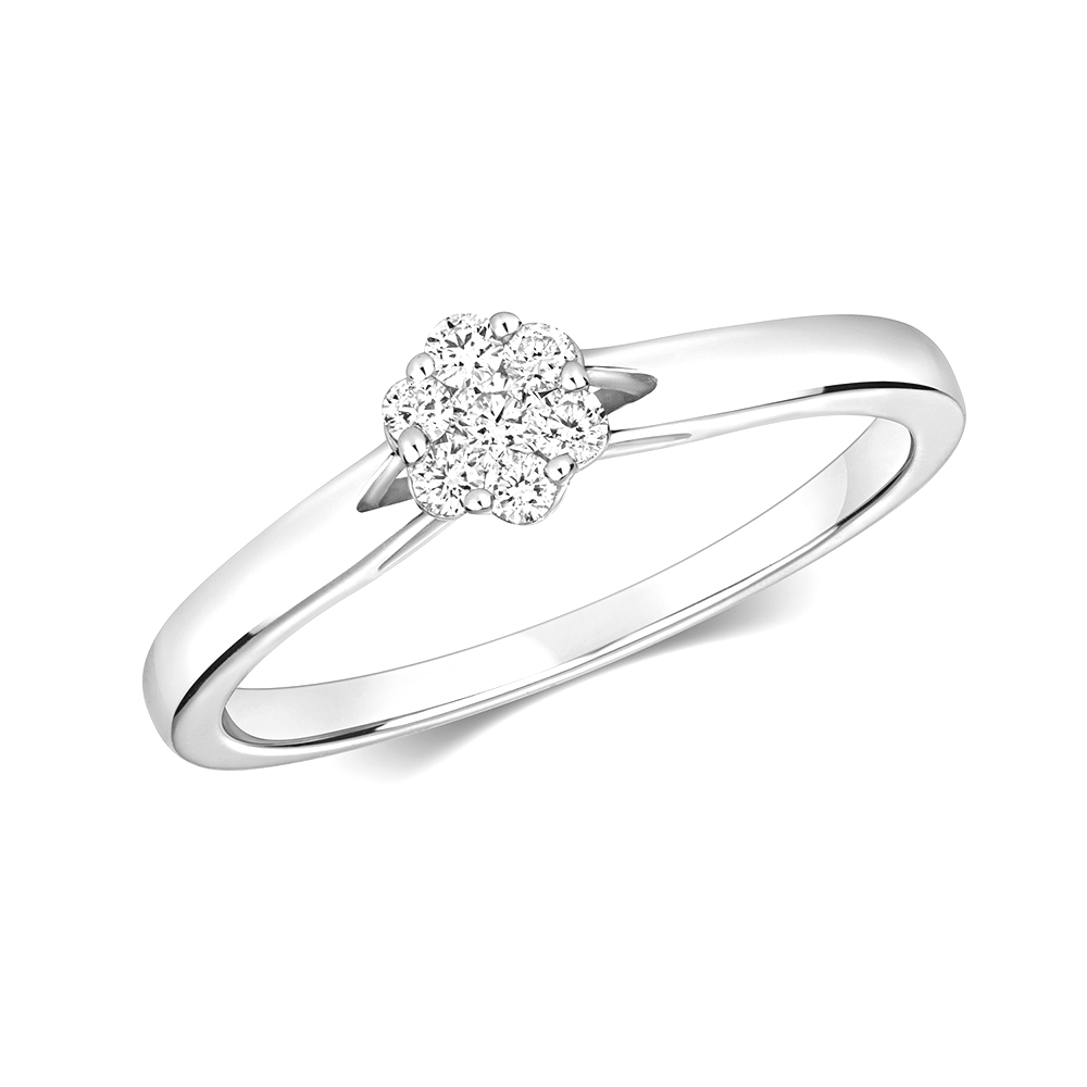 6 prong setting round diamond cluster ring