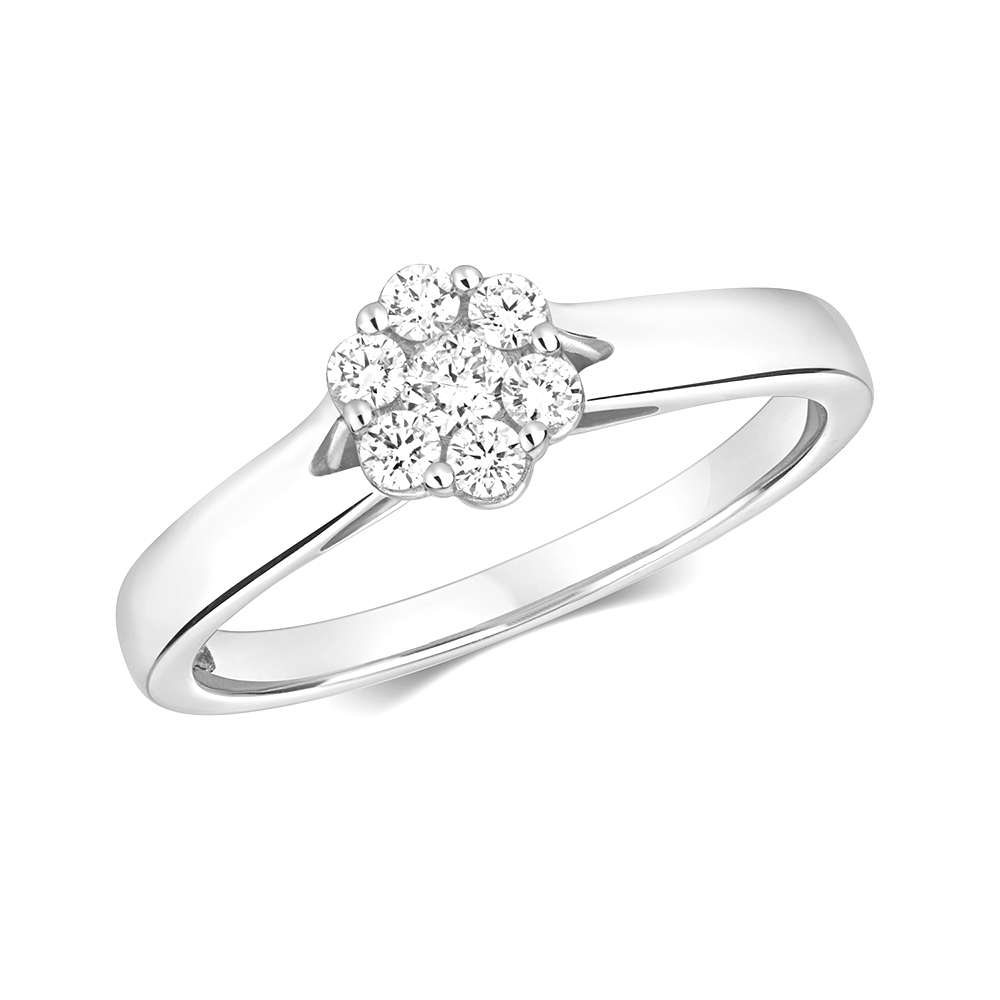 6 prong setting round diamond cluster ring
