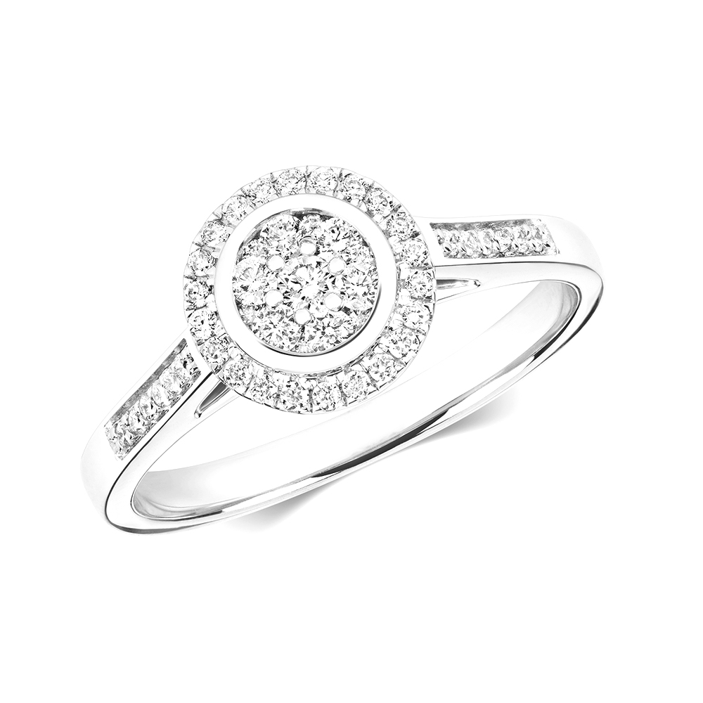Buy Pave Setting Round Diamond Cluster Ring Abelini - Abelini