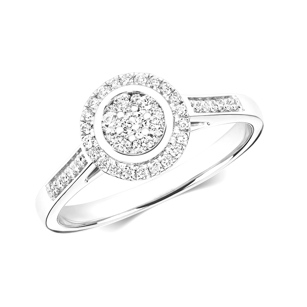 pave setting round Lab Grown Diamond cluster ring