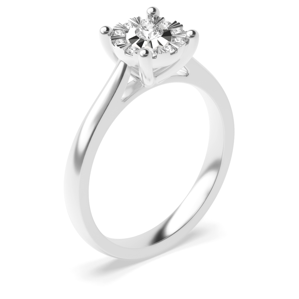 4 Prong Setting Illusion Set Round Diamond Solitaire Ring Uk