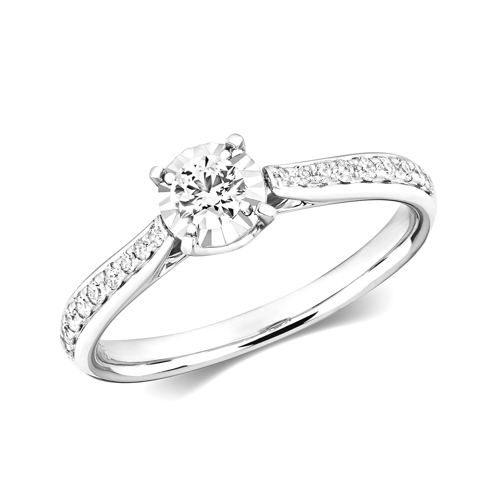 4 prong setting illusion set round diamond engagement ring