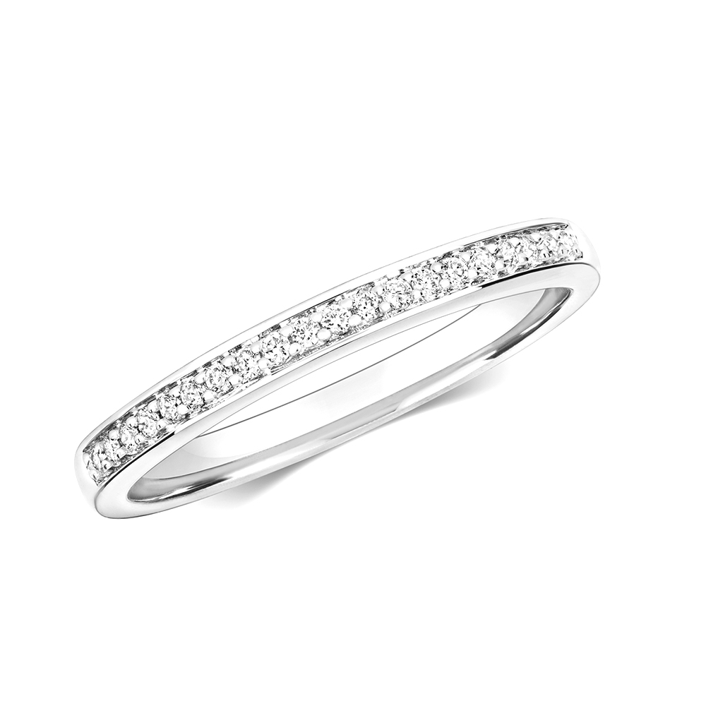 Buy Pave Setting Round Diamond Half Eternity Ring  - Abelini