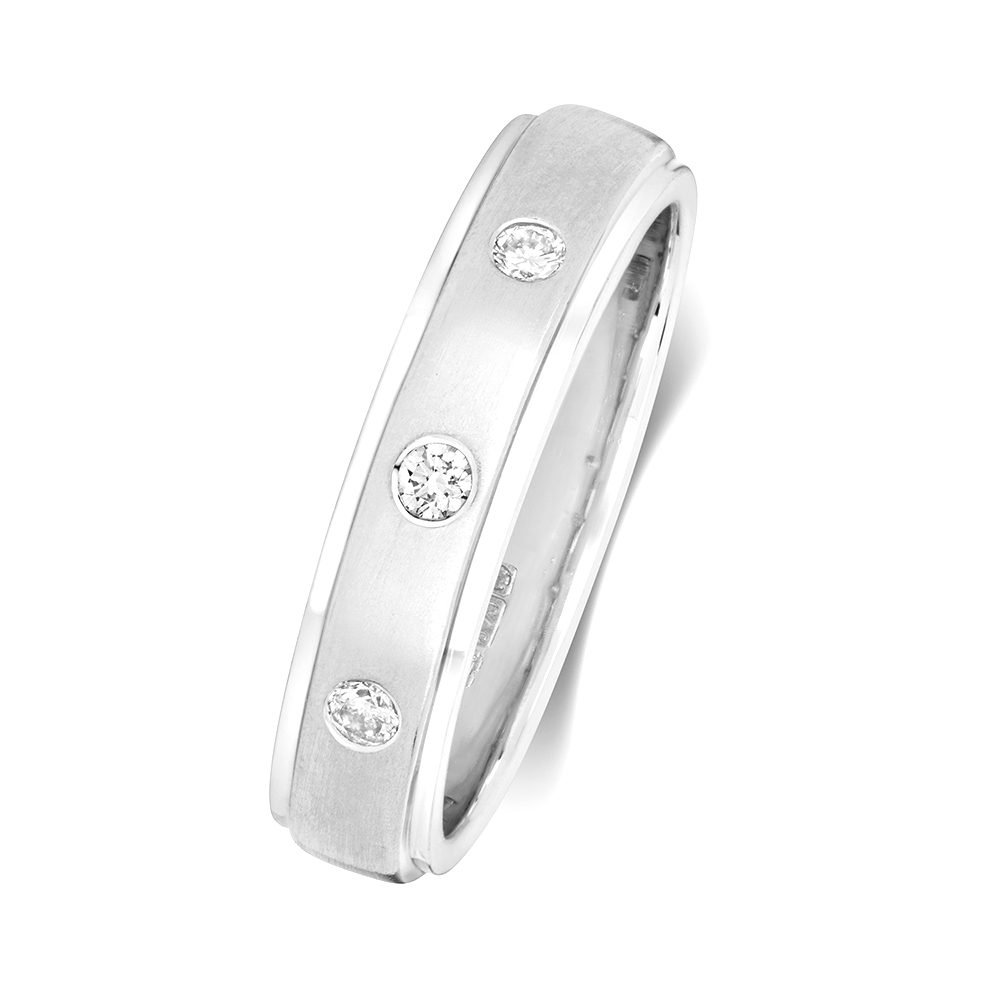 bezel setting round shape Lab Grown Diamond wedding ring