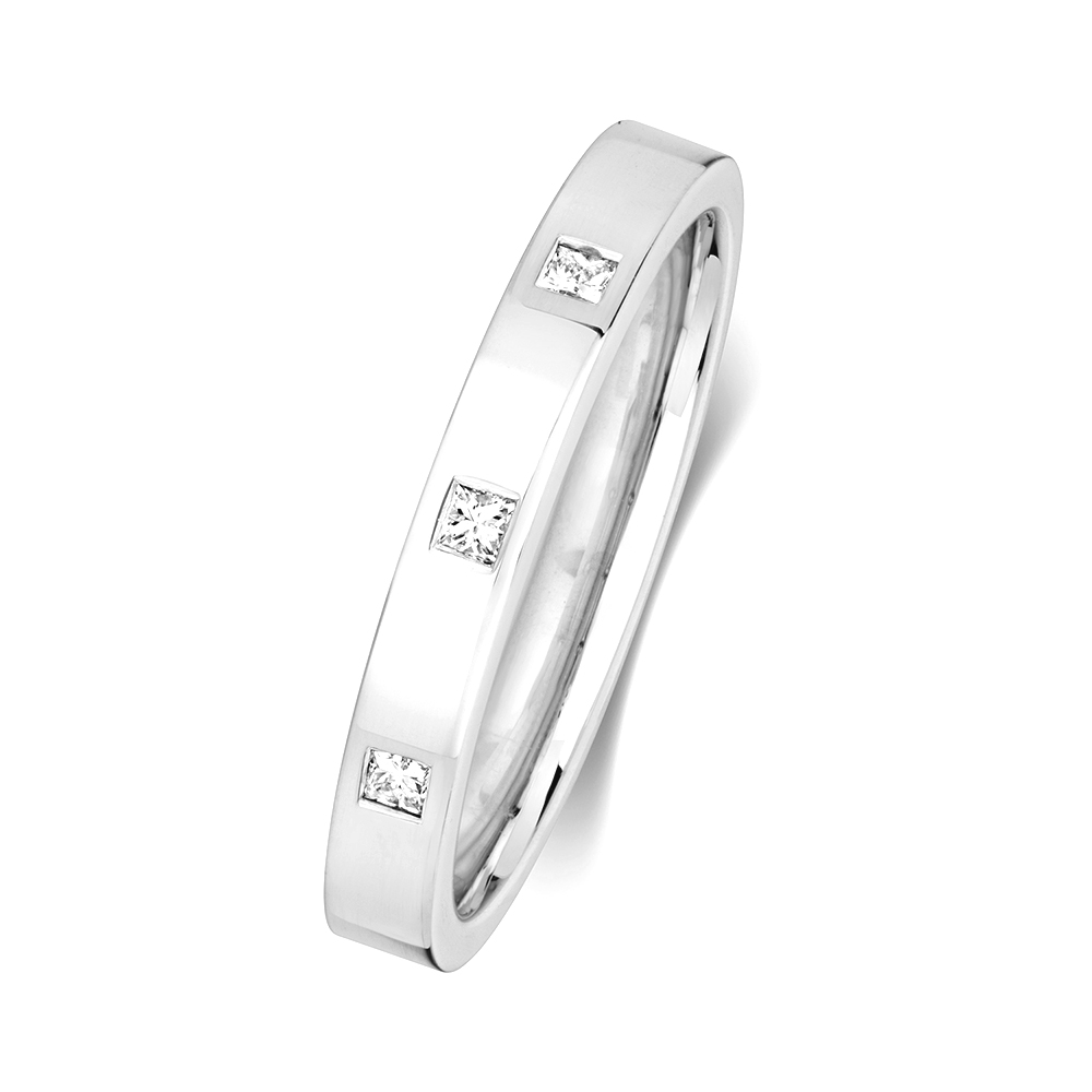 Buy Bezel Setting Princess Diamond Wedding Ring - Abelini
