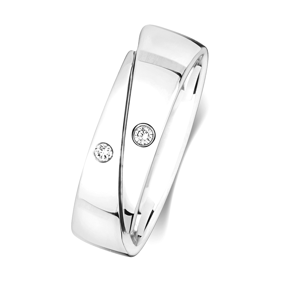 Purchase Bezel Setting Round Diamond Crossover Ring - Abelini