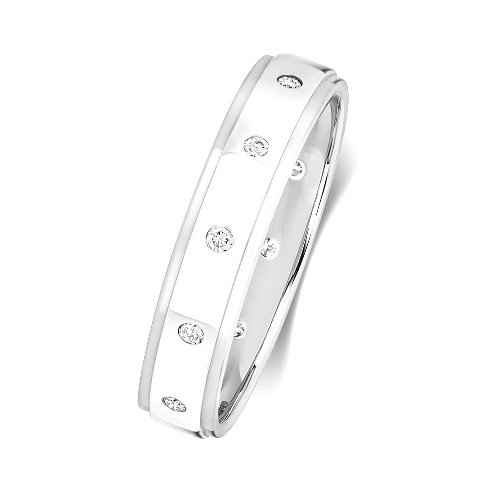 bezel setting round diamond modern design wedding ring