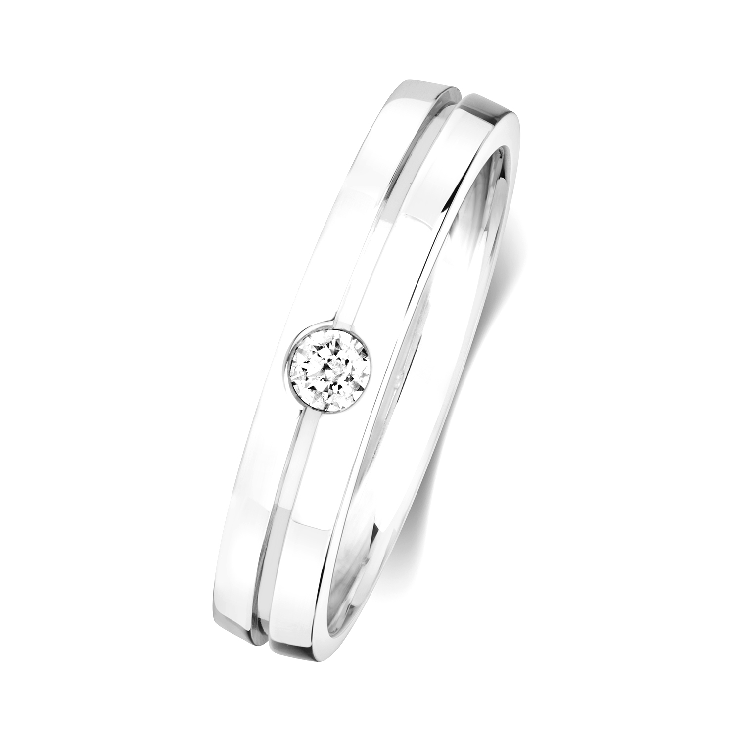 Modern style bezel setting round shape womens wedding ring