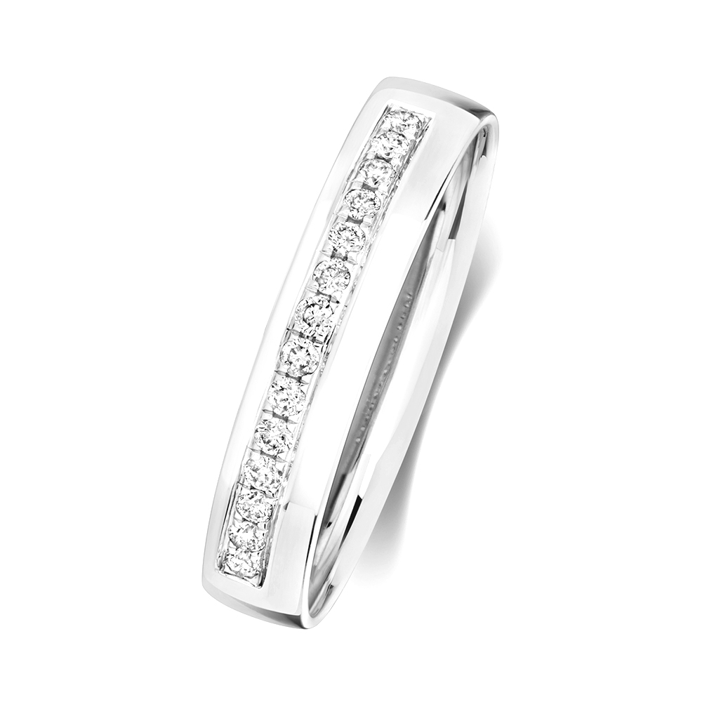 pave setting round diamond  half eternity ring