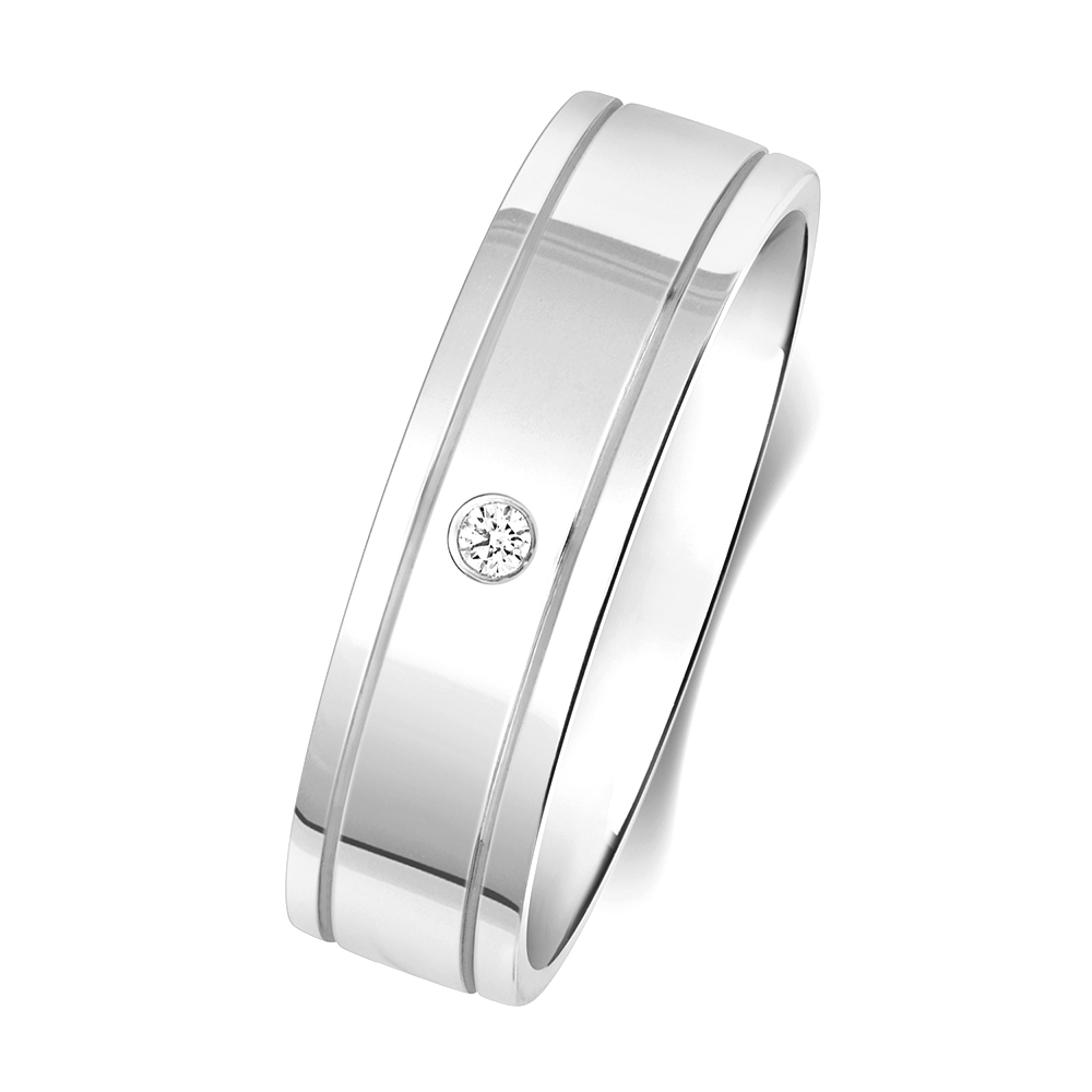 bezel setting round diamond style wedding ring