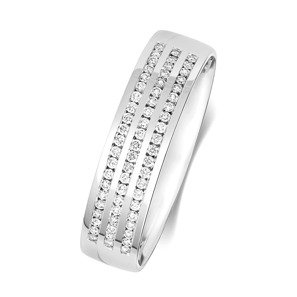 Channel Setting Round Diamond Half Eternity Ring Abelini London